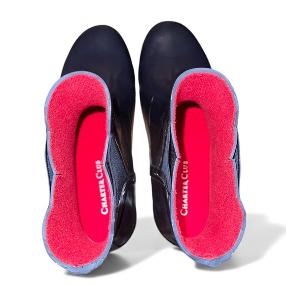 CHARTER CLUB Women Rain Boots Navy Pull-on Side Stretch Goring / NWOT / Sz. 6 - Picture 2 of 9